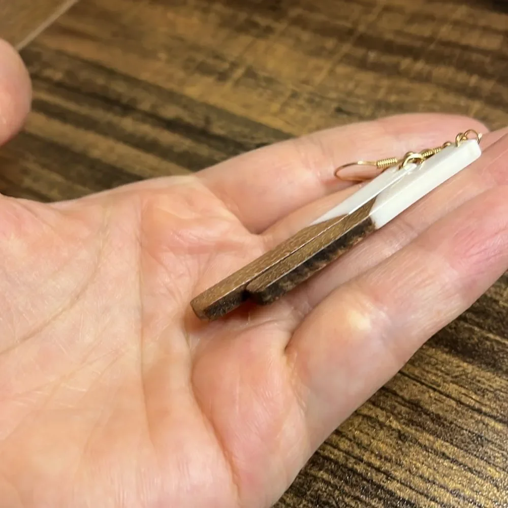 ‎Two Tone Geometric Drop Earrings - Picture 7 of 10